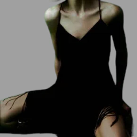 NWT Zara Black Fringe Mini Dress Medium W/Stretch MSRP $129 - Picture 2 of 6